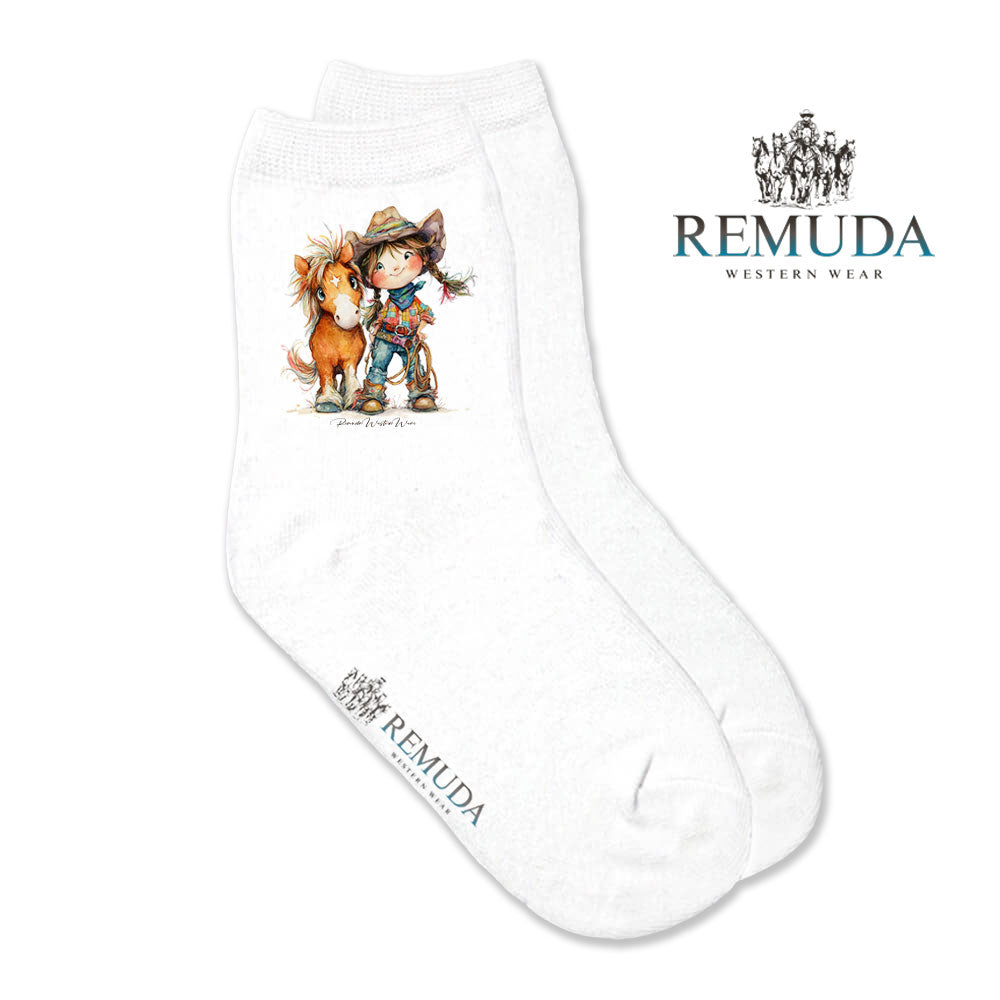 Pony Pals Cowgirl - Kids Girls Western Crew Socks