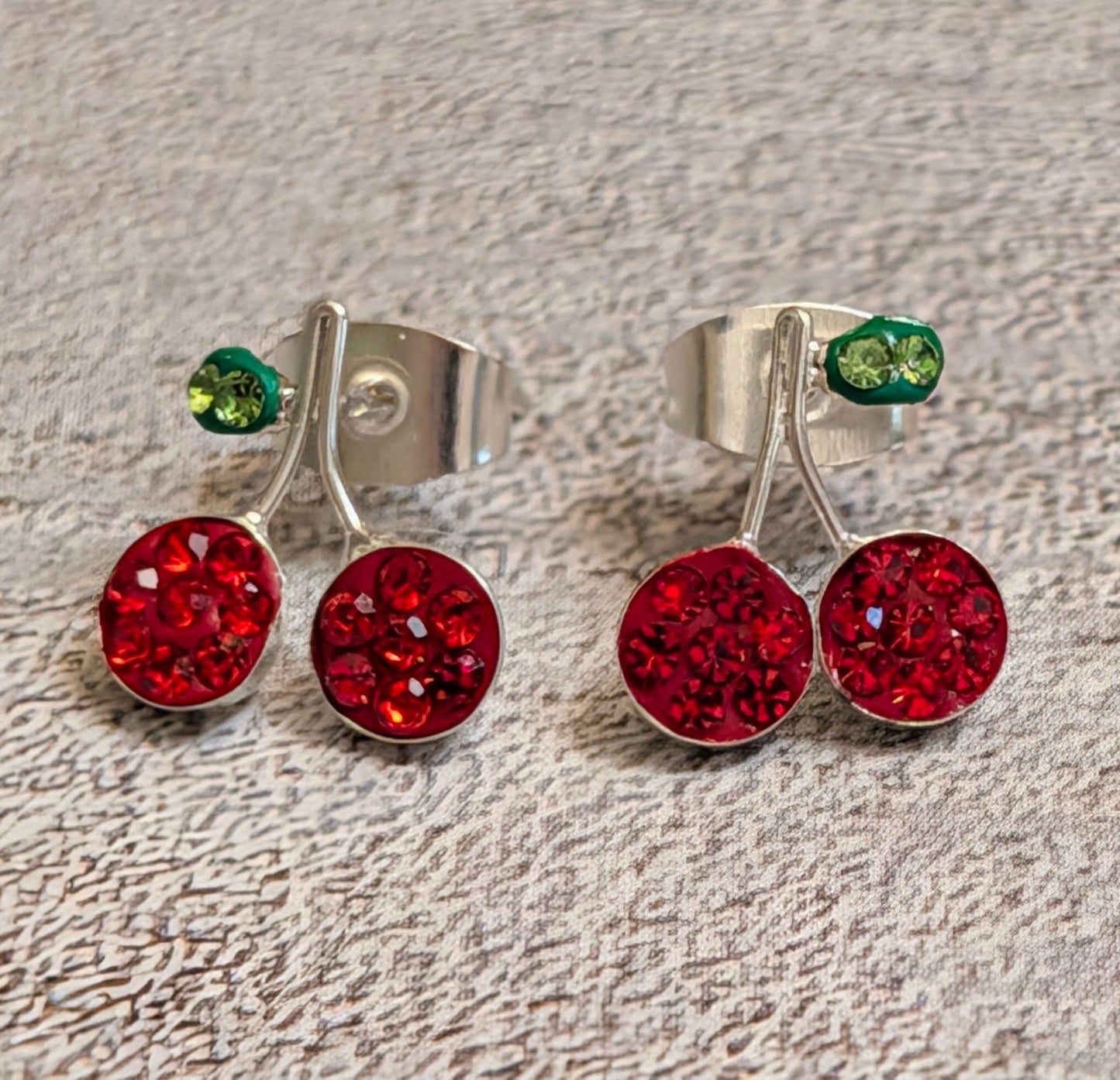 Cherry Stud CZ Sterling Silver Earrings