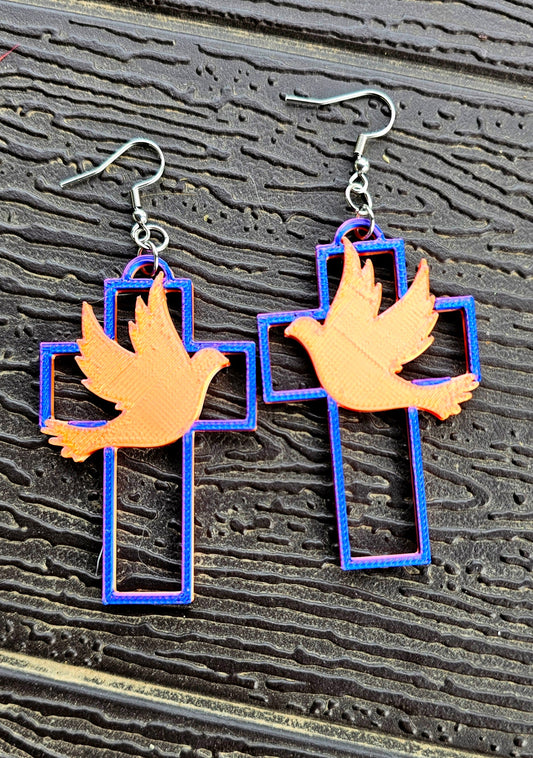 3D Print Christian Cross Faith Earrings Made in America