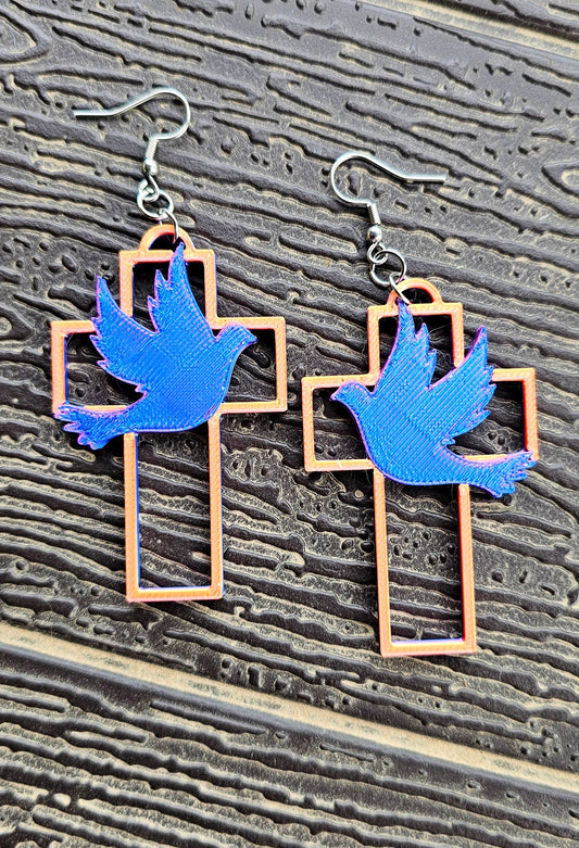 3D Print Christian Cross Faith Earrings Made in America