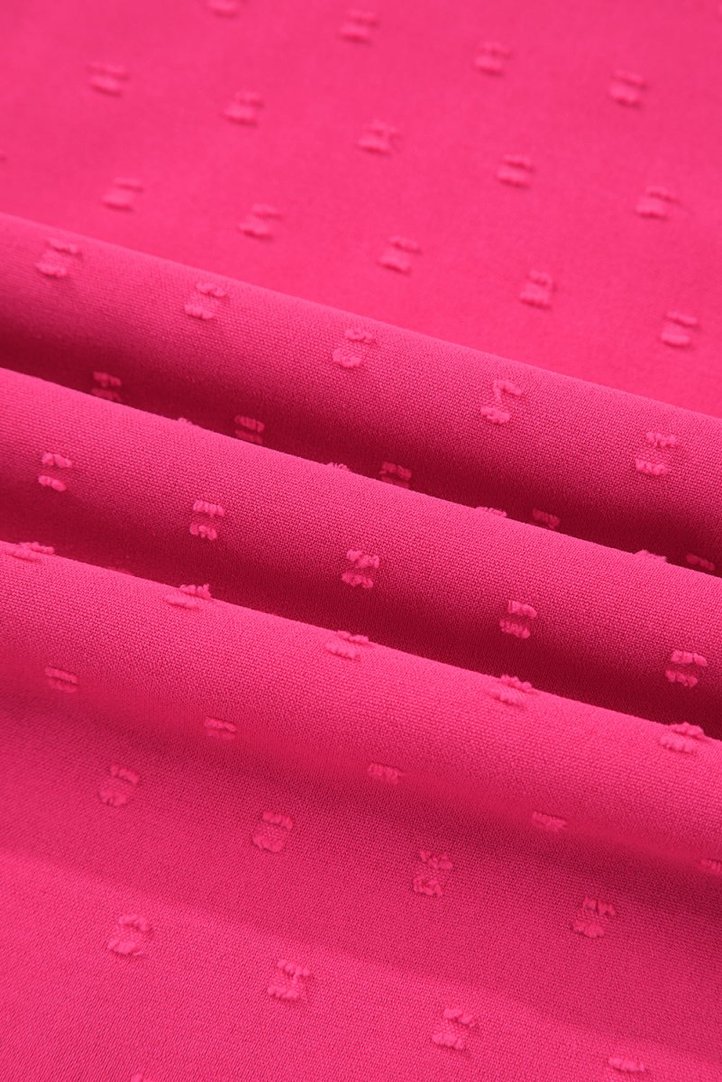 Sachet Pink Swiss Dot Smocked Frilled Neckline Plus Size Dress