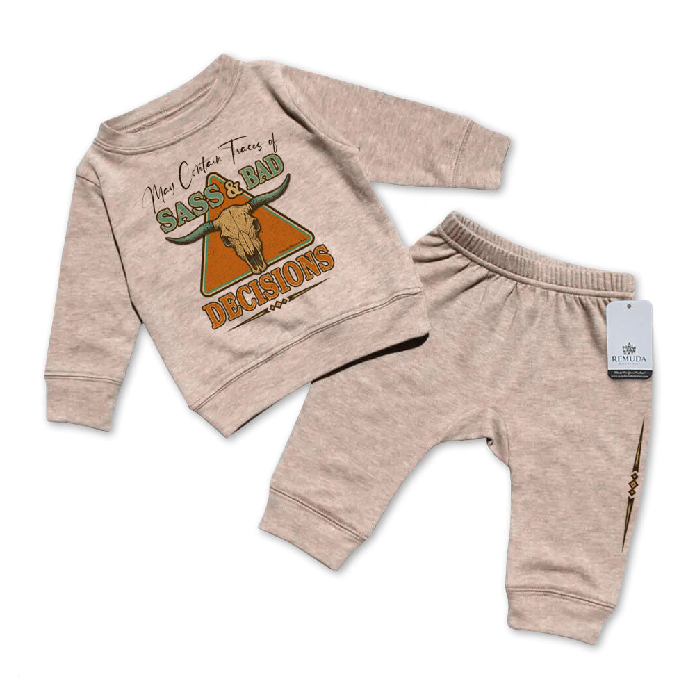 Sass & Bad Decisions - Infant Western 2 Piece Sweatsuit