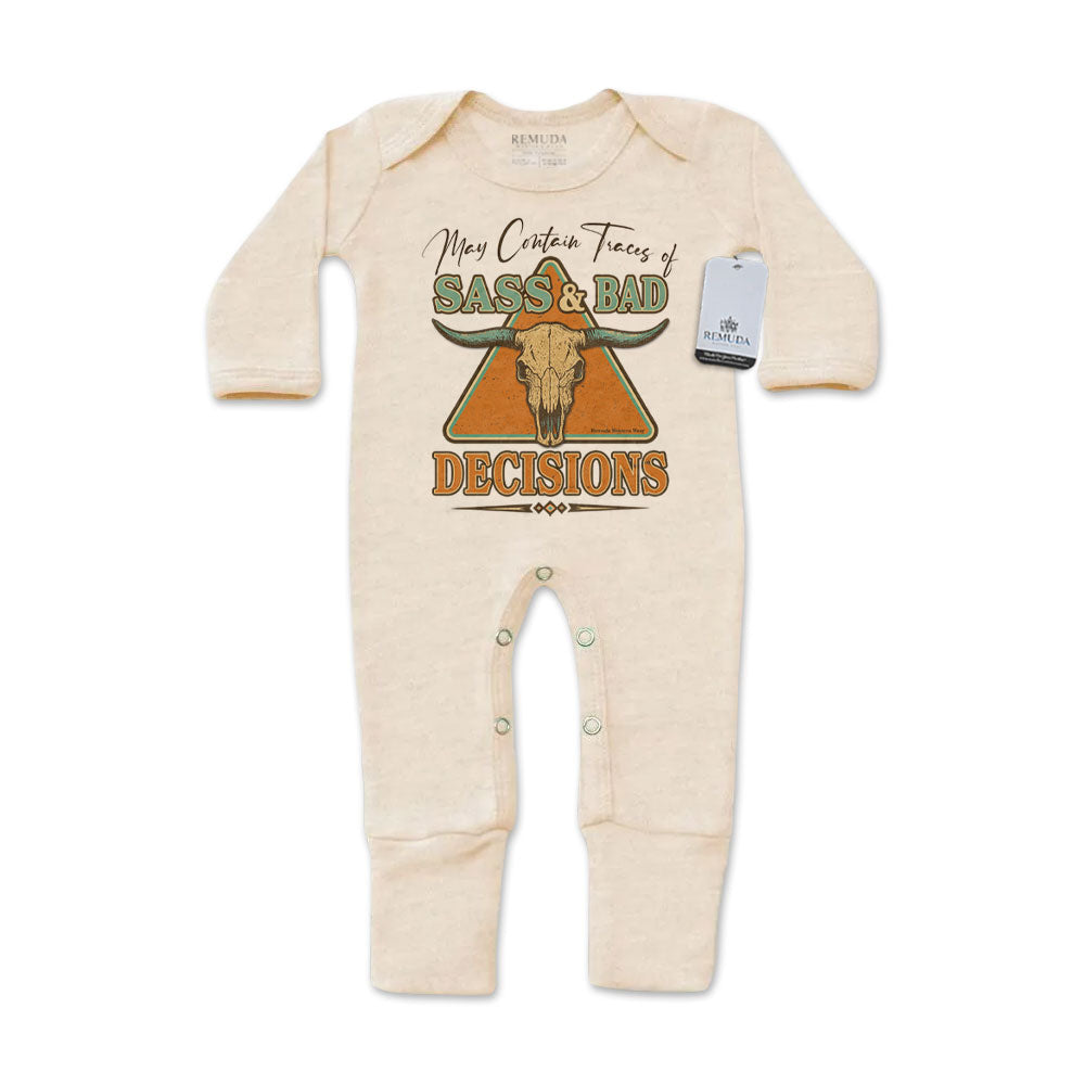 Sass & Bad Decisions - Infant Western One-Piece Footed Pajamas W/Mittens