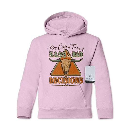 Sass & Bad Decisions - Youth Western Pullover Hoodie
