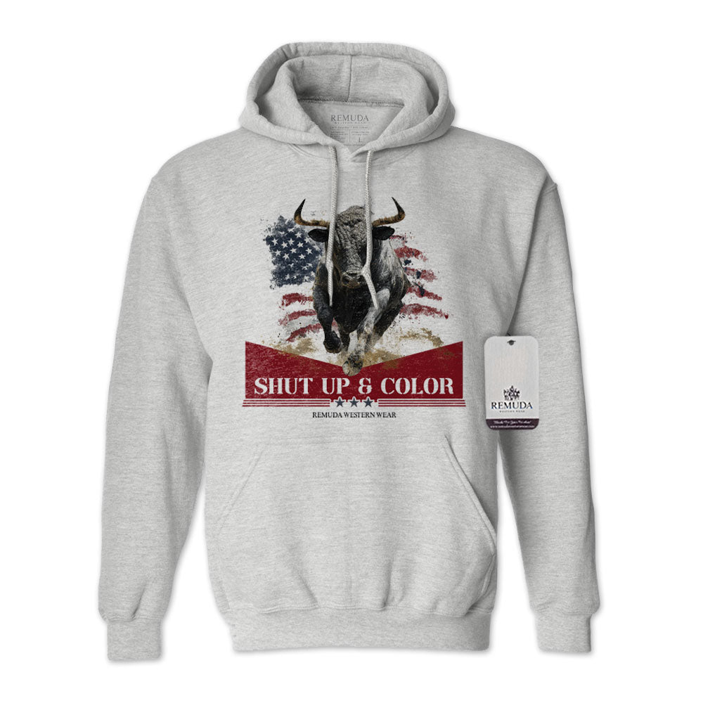 Shut Up & Color - Patriotic Adult Unisex Western Hoodie
