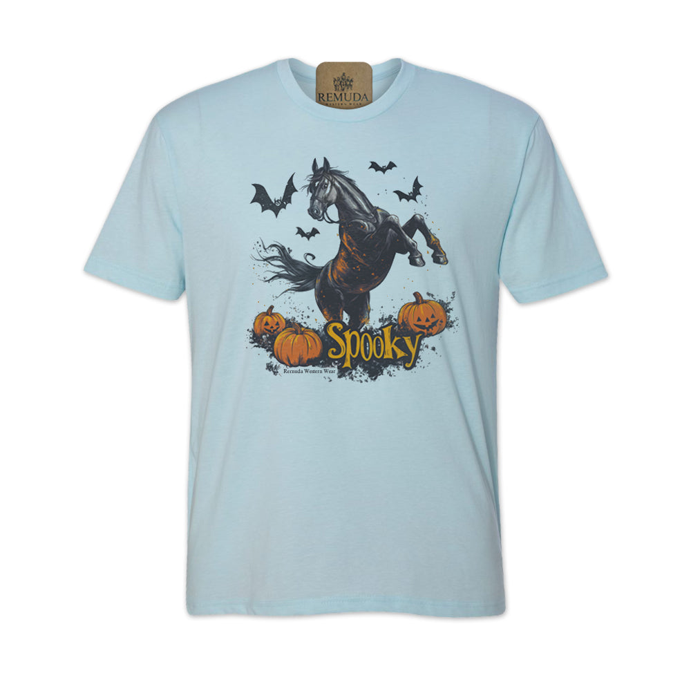 SPOOKY  Adult Unisex Western Horse Halloween Tee T-Shirt