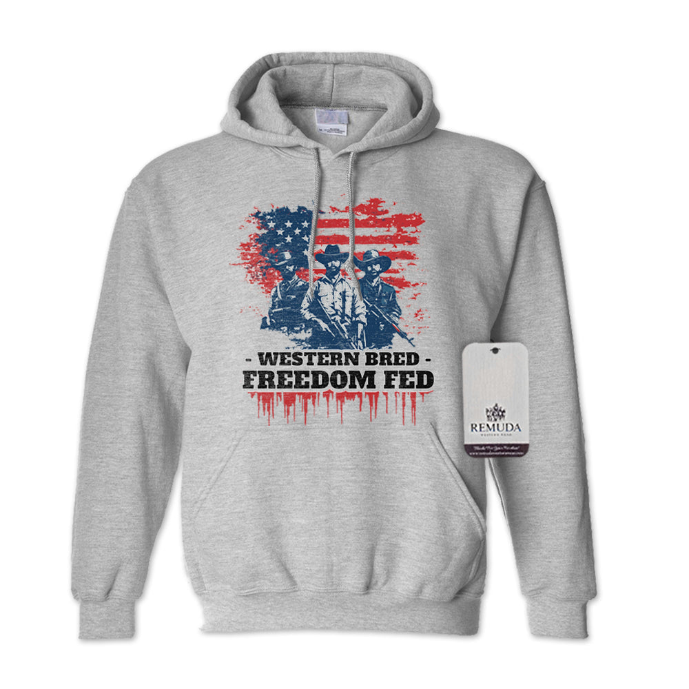 Western Bred, Freedom Fed - Adult Unisex Patriotic Hoodie