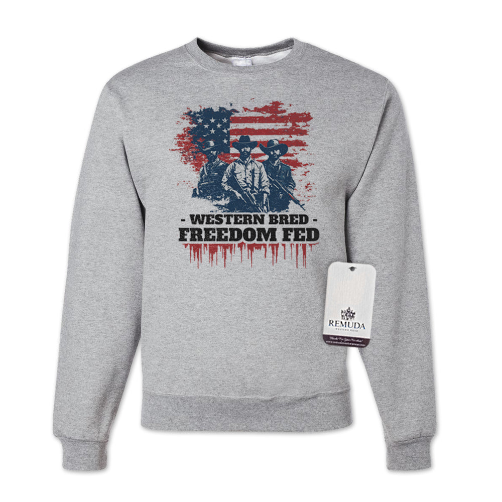Western Bred, Freedom Fed - Adult Unisex Patriotic Sweatshirt