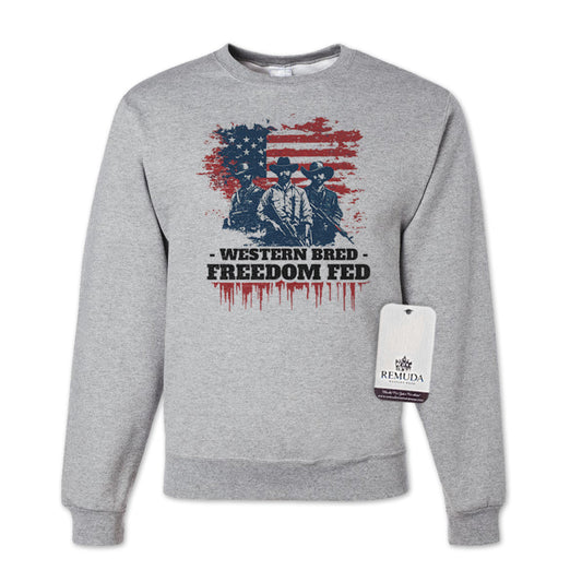 Western Bred, Freedom Fed - Adult Unisex Patriotic Sweatshirt