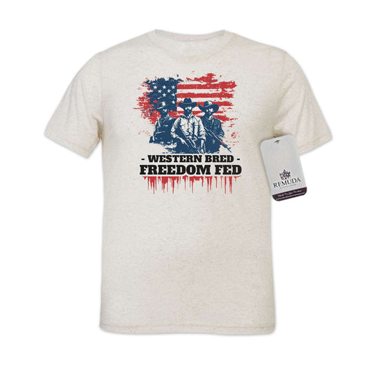 Western Bred, Freedom Fed - Adult Unisex Patriotic Tee