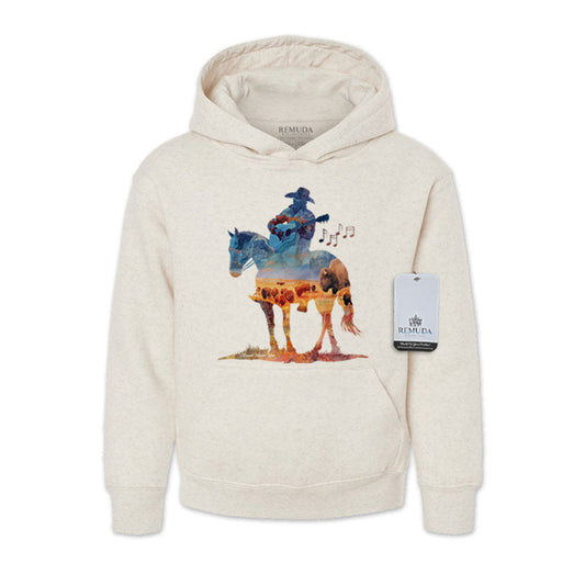 Where The Buffalo Roam - Youth Kids Watercolor Western Pullover Hoodie