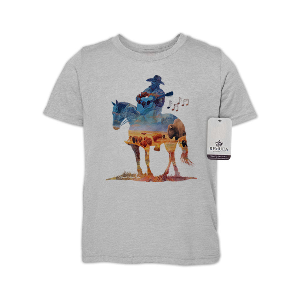 Where The Buffalo Roam - Youth Watercolor Western Tee T-Shirt